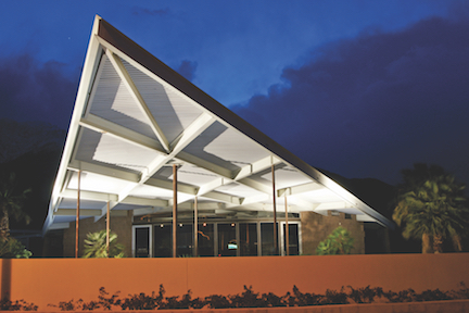 The Albert Frey-designed former tramway gas station is now home to the Palm Springs Visitor Center. Photo credit: Gregg Felsen.